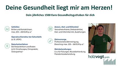jährlichen 1500 Euro Gesundheitsbonus bei holzvogt als Zimmerer (m/w/d)